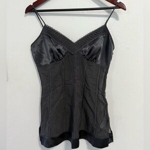 DKNY Y2K Dark Gray Silk Camisole Babydoll Top Women’s Size 8